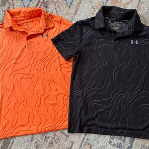 Under Armour Boys Youth Medium Orange and Black Polo Shirts